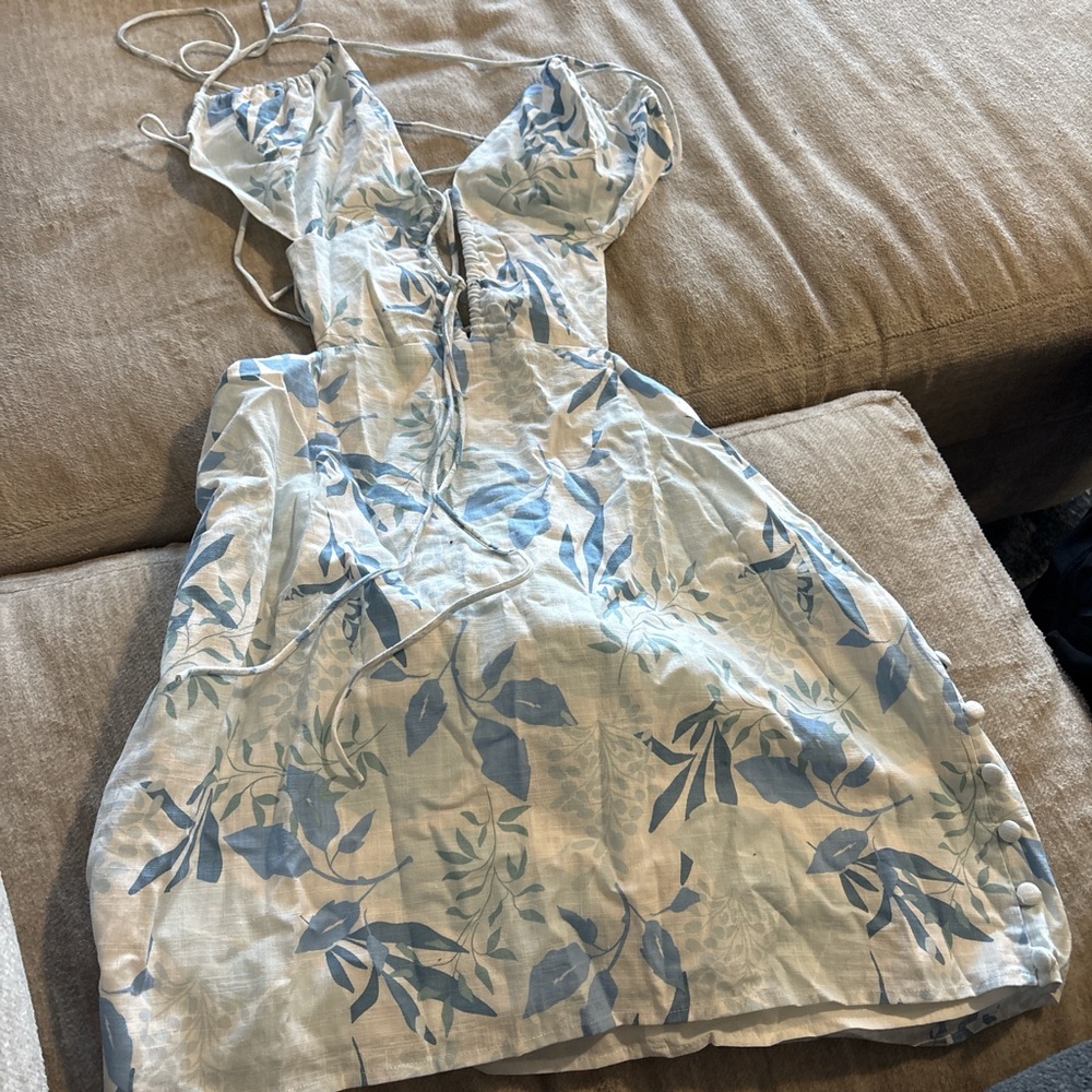 Floral Blue and White Dress